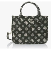 Guess Sevye Logo double compartment Tote soft medium Shoulder Bag -Forest Green~