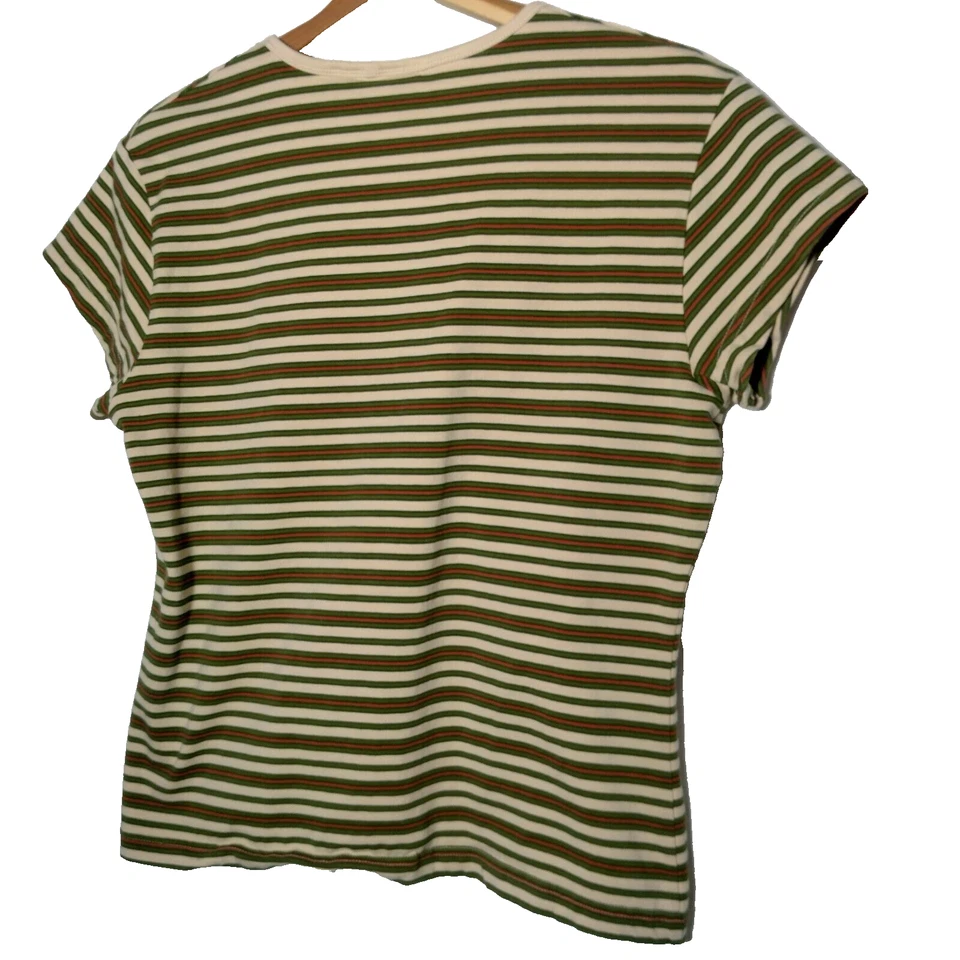 Camiseta Bebé Route 66 XL Beige Verde Rojo Retro Rayas Cuello en V De Colección Y2K Foto 2 de 4