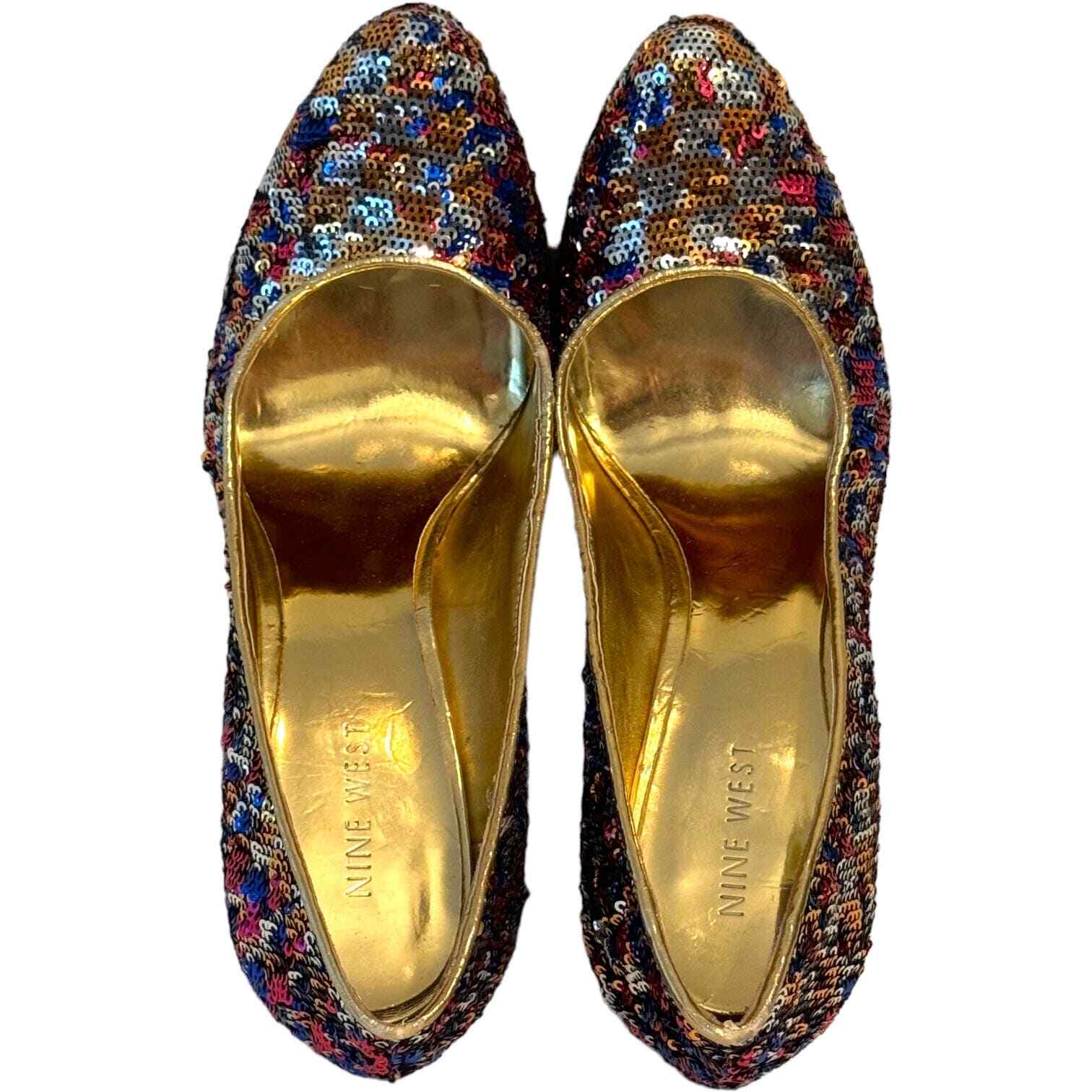 Nine West Multicolored Sequin Platform Heels Size… - image 7