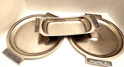 #ad 3 VTG MCM INTERNATIONAL DECORATOR Stainless Serving Trays $13.30
