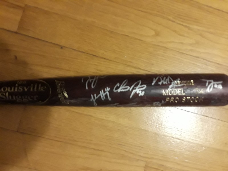 T.J. McFarland As Milb Game Used Team Bat Signed Autograph Kinston Indians 
