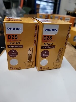 X 2 Philips OEM D2S 4300K HID Xenon Headlight Replacement Lamp Bulbs 85122 C1 - Image 1 of 3