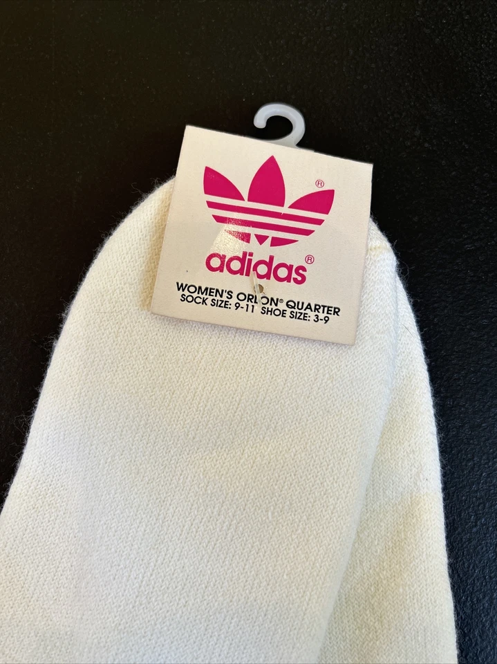 Calcetines Adidas Trifolio Mujer Años 80 De Colección Orlon Blanco Azul Nuevo de Lote Antiguo Cuarto 9-11 EE. UU. Foto 3 de 4
