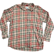 Columbia Men's Size XXL Collared Plaid Button-Up Long Sleeves 100% Cotton
