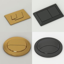 Dual Flush Push Button For Close Coupled Toilet, Round & Square - Brass & Black