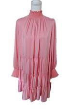 Alex Marie Dress Lily Tiered Plus Size 16W Sea Breeze Coral Satin LS NEW