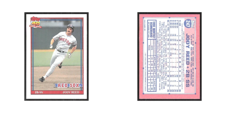 1991 O-Pee-Chee Jody Reed Red Sox #247 - Image 3 of 3