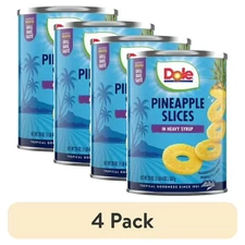 (4 pack) Dole Pineapple Slices in Heavy Syrup, 20 oz Can..