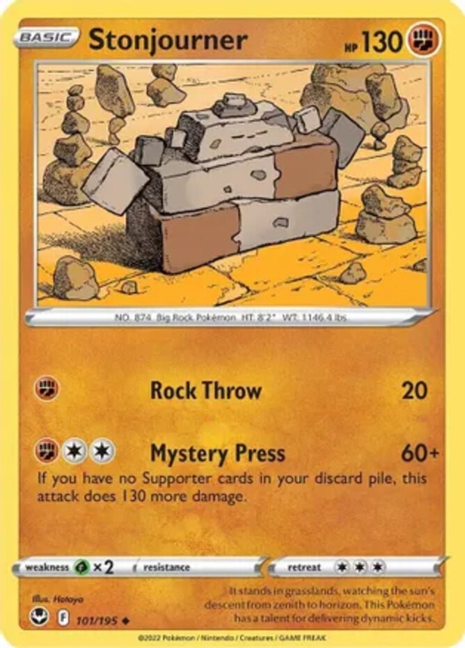 Stonjourner - 101/195 - Uncommon (Hp) Silver Tempest - Fighting Pokémon