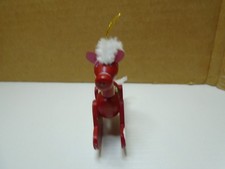 VINTAGE WOODEN HAND PAINTED RED ROCKING HORSE 3" X 2.5" ORNAMENT UNBRANDED