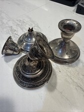 Lot of 3 Vintage Scrap Weighted Sterling Silver Candle Holders 800 Grams