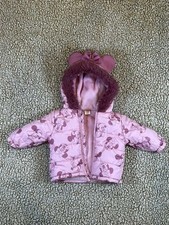 Disney Baby Minnie Mouse Pink Winter Jacket Coat 12M Hooded Ears Bow Fleece Line