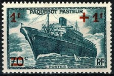 🦬Timbre France  N°502 - Luxe ** - Paquebot Pasteur surchargé - MNH** - 1941🦬