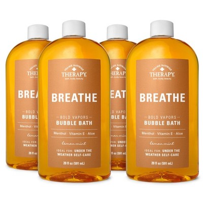 Breathe Bubble Bath, Lemon Mint Scent, 20 oz, Pack of 4