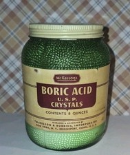 Vintage Textured Green Glass Bottle McKesson's Boric Acid 8 oz