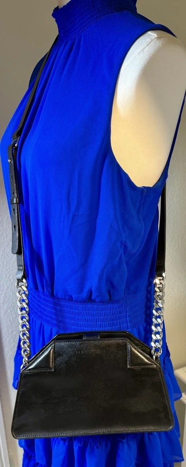 😎😎😎BOLSA FEMININA HALSTON Heritage preta antracite tiracolo couro MH2859 L4 - Imagem 3 de 4