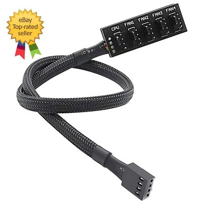 PWM Fan Hub, PC CPU Cooling 4 PIN/3PIN Power Fan Extension Cable Hub Splitter