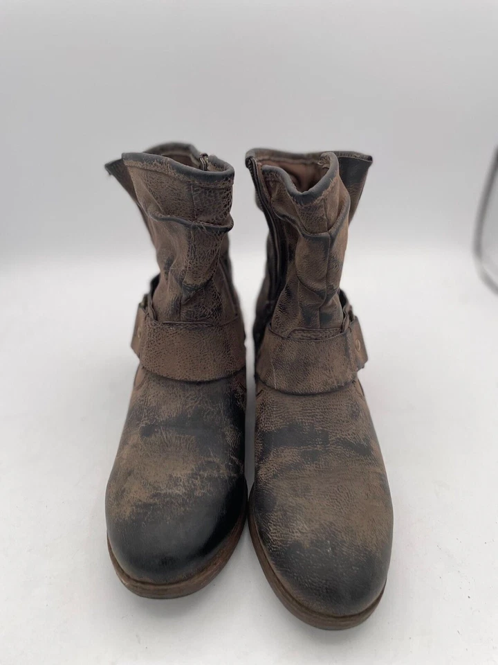 Botín Madeline para mujer talla 6,5 M cuero tacón bloque cremallera lateral punta redonda Foto 2 de 4