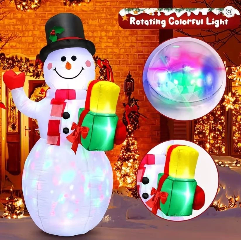 5FT Christmas Inflatable Snowman w/ LED Lights | Outdoor Yard Garden Blow Up - Image 3 of 4