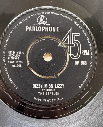 Beatles Yesterday / Dizzy Miss Lizzy UK Export 45 DP 563 1st Press Parlophone