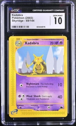 CGC 10 GEM MINT Kadabra 69/144 Pokemon 2003 Skyridge Pop 31