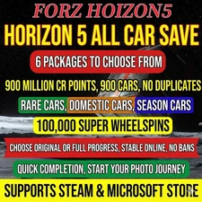 Forza Horizon 5: All Cars Unlocked, 999M CR, Super Wheelspin, Rare Seasonal Cars