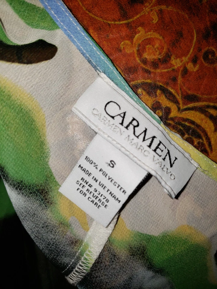 Poncho Top Carmen Marc Valvo Ligero Transparente Floral Manga Ángel Talla S Foto 3 de 3