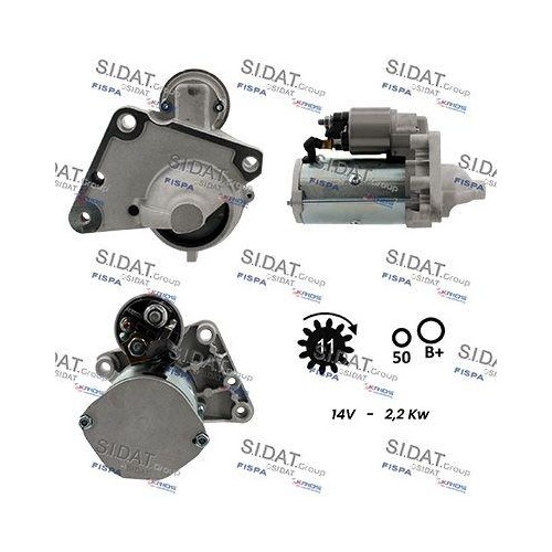 Démarreur Sidat S12VA0153A2 pour moteurs Bmw Citroën Peugeot