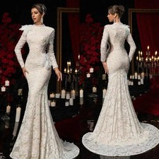 Elegant Mermaid Gown Wedding Dress Strapless Floral Appliques Detachable Train