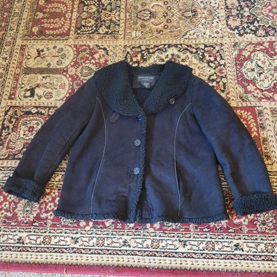 Centigrade Women's Real Sheepskin Leather, Metal Buttons, Size Large