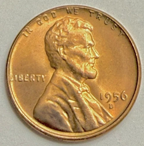 1956-D LINCOLN WHEAT  RED BU UNC FREE SHIPPING