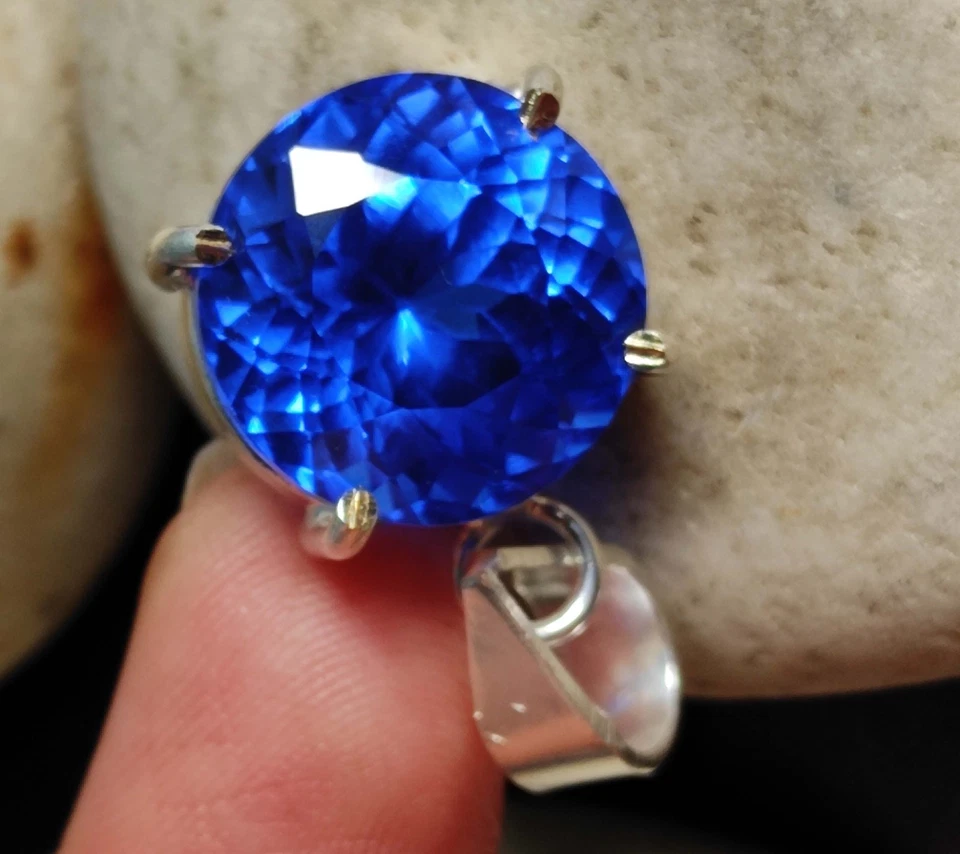 Round 30.89 Ct Certified Natural Blue Sapphire 925 Silver Pendant Loose Gemstone - Image 3 of 4