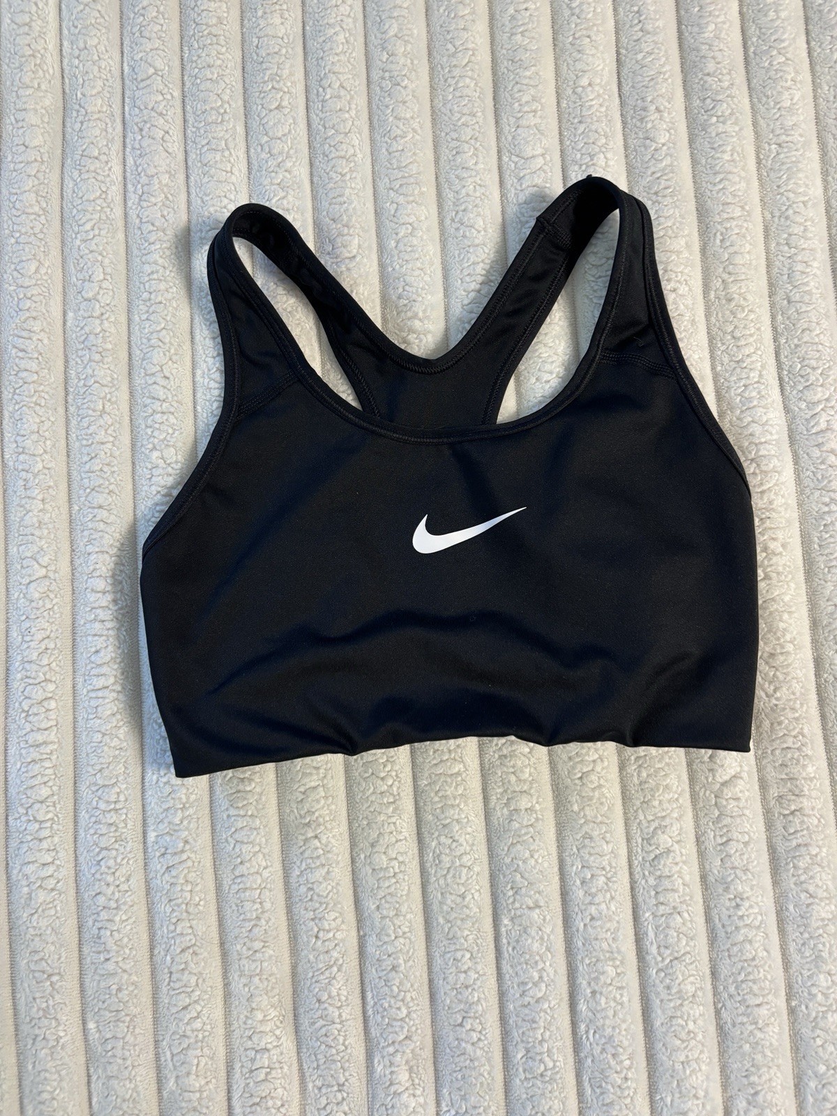 Nike Dri-Fit Women's Small Black Swoosh Logo Athletic Racerback Sports Bra