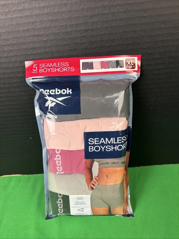 Reebok Women's 5-Pack Seamless Boyshort Size XL Pink & gray - Image 4 of 4