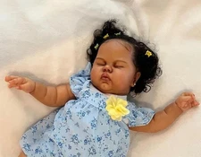 Realistic Reborn Baby Dolls 24" Cloth Body Black Skin Newborn Sleeping Baby Gift