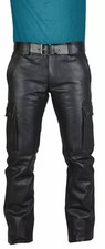 Men's Black Leather Pant 100 Real Lambskin Stylish Slim Fit Out Cargo Wear Pant