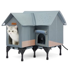Outdoor Cat House Weatherproof, Heated Cat House for Outside, Insulated Outdoor