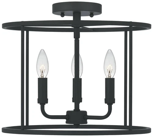 Quoizel Abner 14" Wide Matte Black 3-Light Ceiling Light - Picture 2 of 7