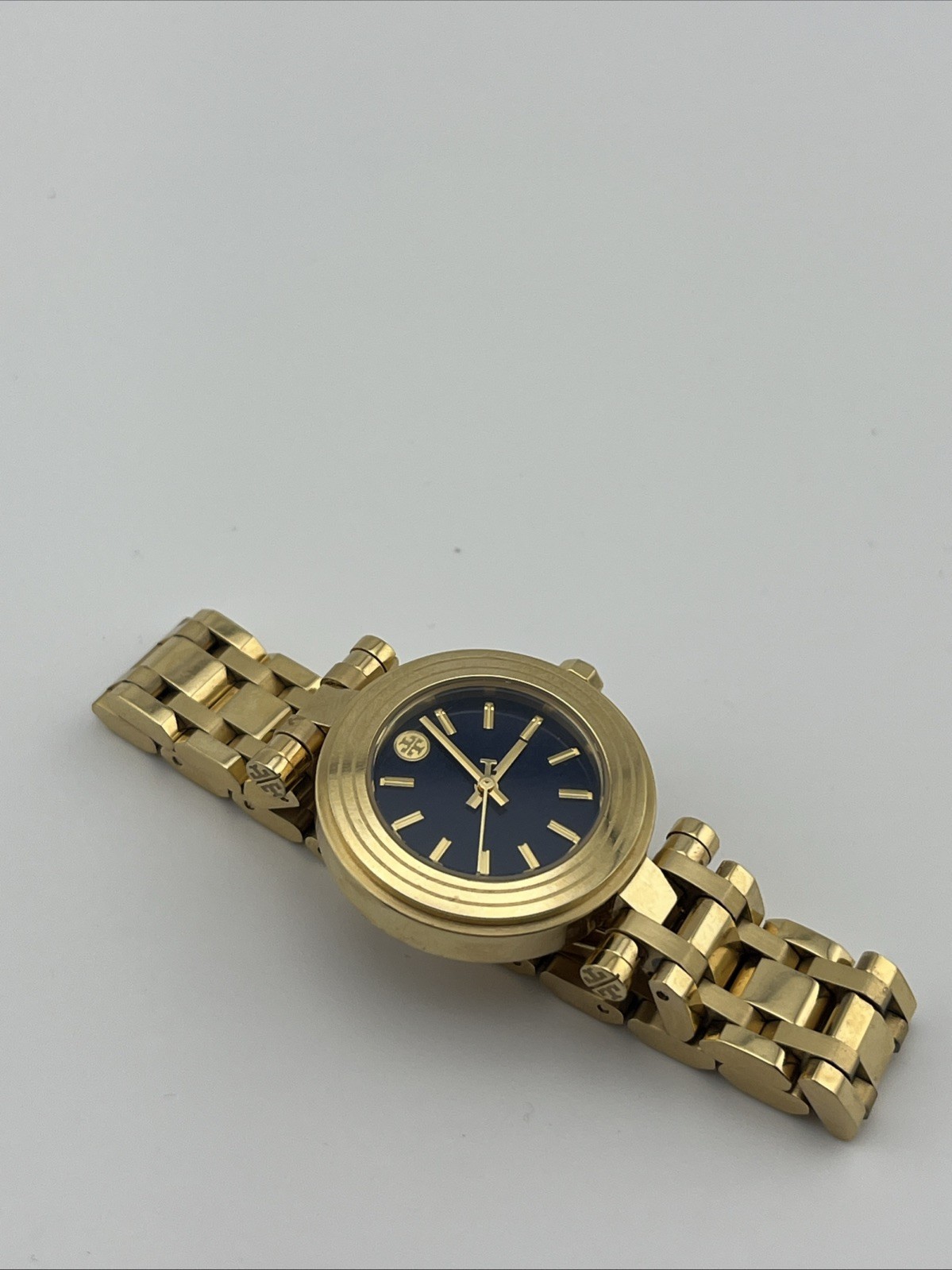 Tory Burch Classic Small Navy Blue Dial & Gold Tone Watch TBW9010 *Working* thumbnail 3