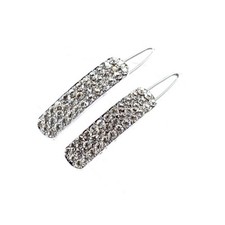 Hand Made Hair Jewelry swarovski crystal Covered Rectangle Barrettes, White