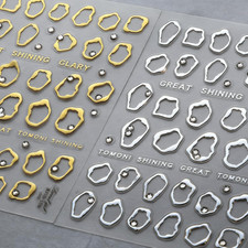 Embossed Nail Decals Self Adhesive Gold Geometric Nail Art Stickers, 2 Sheets Si