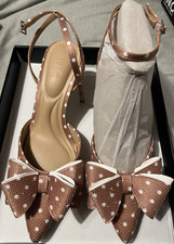 INC International Concepts Nude White Polka Dot Leather Pumps Bow 7.5M
