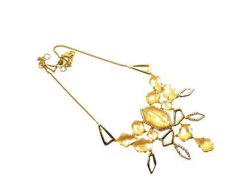 ALEXIS BITTAR Yellow Gold Plated Mother of Pearl Doublets Statement Necklace - Picture 3 of 8