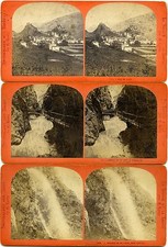 3 Stereoview Photos Switzerland & Savoy E Lamy Sion Gorge Trient Cascade Sorre