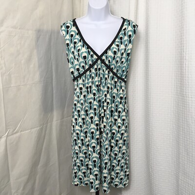 Vtg Y2k Max Studio Babydoll Dress Coquette SZ Small Blue White Black Geometric