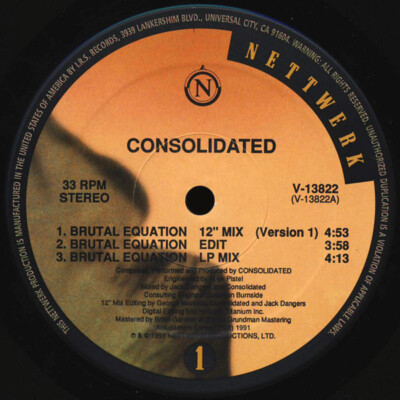 Consolidated - Brutal Equation (12'' Mixes) (12'') (Very Good Plus (VG+)) - 234886
