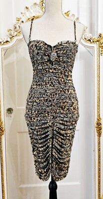 John Richmond Brown/Beige Paisley Print Dress, size 42 (IT),  S-M