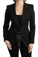 DOLCE & GABBANA Jacket Black Brocade Single Breasted Blazer IT36/ US2 / XS $2800