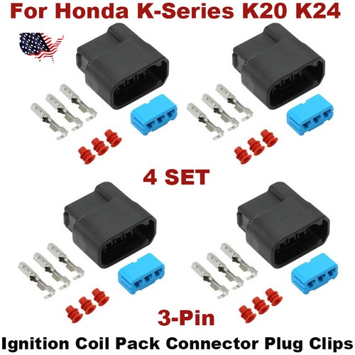 For Honda K-Series K20 K24 3 Pin Ignition Coil Connector Plug Housing - 4Set - Bild 1 von 12