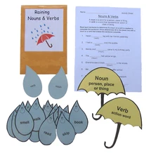 Teacher Made Literacy Center Learning Resource Game Nouns & Verbs